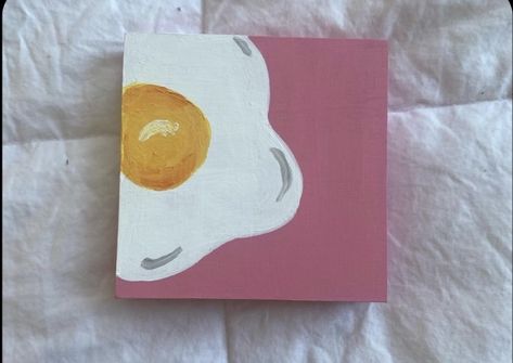 Egg Painting Canvas, Easy Cute Painting Ideas, Cute Painting Ideas, Kawaii Diy Crafts, Cute Easy Paintings, Hand Doodles, Pink Painting, Cute Paintings, Egg Painting