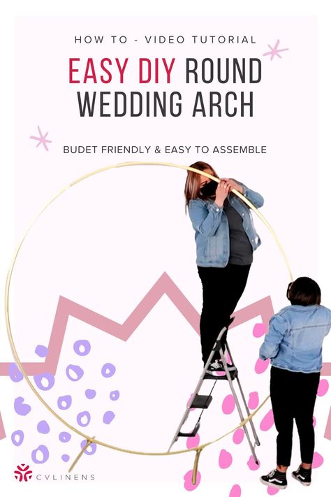 Round Arch Decoration Wedding Diy, Diy Circular Wedding Arch, Diy Round Arch For Wedding, Diy Ring Backdrop, How To Make Circle Backdrop, Diy Round Photo Backdrop, Diy Circle Backdrop Stand, Diy Round Arch Backdrop, Diy Circle Arch Wedding