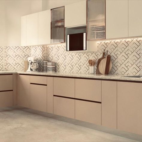 Modular kitchen in beige and white in New Delhi | Gurgaon | Noida White Modular Kitchen, House Before And After, Balcony Grill, Balcony Grill Design, Modern Kitchen Cabinet Design, Small House Decorating, New Kitchen Designs, Wardrobe Design Bedroom, Interior Design Company