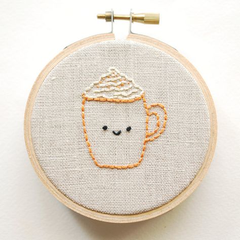 Pumpkin Spice Latte Tiny Pattern by wildolive, via Flickr Atelier Art, Halloween Embroidery, Pola Sulam, Embroidery Transfers, Learn Embroidery, Embroidery Patterns Vintage, Japanese Embroidery, 자수 디자인, Embroidery Patterns Free