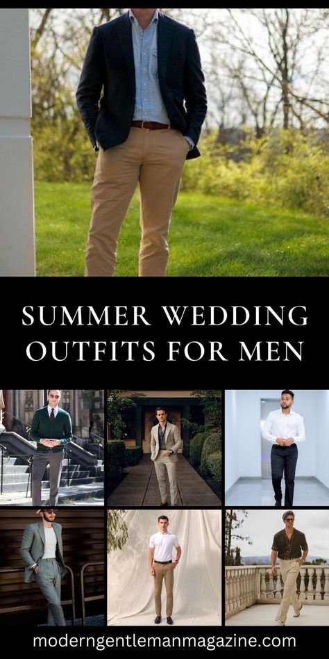 Explore stylish summer wedding outfit ideas for men. Discover a variety of trendy and dapper ensembles perfect for attending weddings during the summer season. Whether you prefer a classic and formal look or a more casual and relaxed style, these outfit ideas will inspire your wedding attire choices. Elevate your fashion game and make a statement at summer weddings with these stylish outfits. #MensFashion #SummerWeddingOutfits #DapperLooks Summer Wedding Outfits For Men, Casual Summer Wedding Outfit, Wedding Outfits For Men, Summer Casual Wedding, Wedding Outfit Ideas, Mens Casual Wedding Attire, Casual Wedding Attire, Summer Wedding Outfit, Bright Outfits