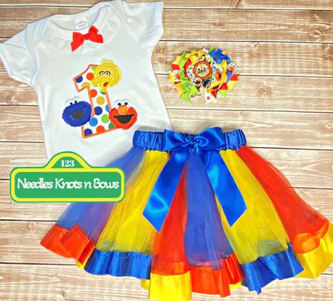 Girls Sesame Street 1st Birthday Tutu Outfit – Needles Knots n Bows Sesame Street Cake Smash, Sesame Street Cake, Cake Smash Outfit Girl, Message Text, 2nd Birthday Outfit, First Birthday Outfit Girl, 1st Birthday Tutu, 1st Birthday Dresses, Sesame Street Party