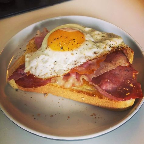 The Hungry Man’s Instagram photo: “Bacon, Egg on Toast. Simple. . . .  #saturday #bacon #sausage #hangry #hungry #fryup  #breakfast #food #foody #foodporn #foodphotography…” Sausage Toast, Egg Toast Breakfast, Egg On Toast, Hungry Man, Bacon Sausage, Egg Toast, Breakfast Toast, Fried Eggs, Breakfast Plate