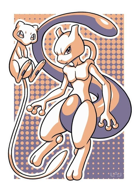 Mewtwo Art, Ninetales Pokemon, Evolution Pokemon, Pokemon Painting, Pokemon Mewtwo, Mew And Mewtwo, Pokemon Mew, Pokemon Sketch, Pokemon Poster