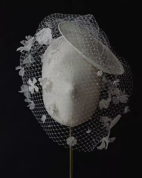 Veils - Bridal veils, birdcage veils, Tulle veils, Modern veils, Cathedral veils | Twigs & Honey ®, LLC White Fascinator Hats, Veils Cathedral, Modern Veil, Bridal Mini, Gloves Style, Birdcage Veils, Bridal Birdcage Veils, White Fascinator, Bridal Cap