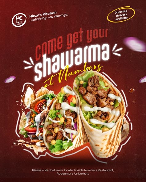 Shawarma brand flyer design #graphicdesign #graphicdesigner #texteffect #adobe #Adobe photoshop #shawarma #fooddesign #kitchenflyer #kitchenflyerdesign #designideas #goshenmedia #thegoshenmedia Shawarma Flyer Design, Shawarma Poster, Shawarma Aesthetic, Brand Flyer Design, Shawarma Place, Photoshop Flyer, Biryani, Food Design, Flyer Design