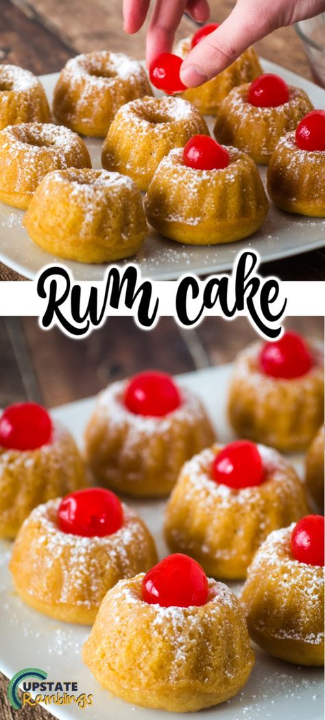 Rum Cupcake Recipe, Mini Rum Cakes Bundt Pans, Cakes With Liquor, Mini Rum Cakes, Liquor Desserts, Liquor Cakes, Drunken Desserts, Hawaii Recipes, Upstate Ramblings