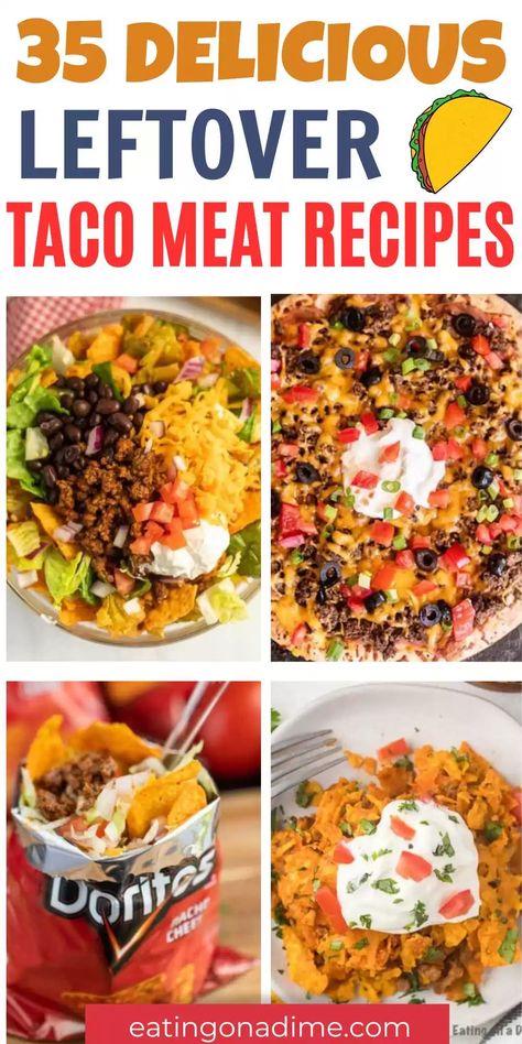 Leftover Taco Meat Recipes, Leftover Ground Beef, Ground Beef Taco Meat, Beef Taco Meat, Walking Tacos Recipe, Taco Recipes Ground Beef, Easy Beef Enchiladas, Ground Beef Taco, Beef Tacos Recipes