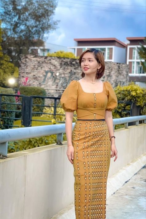 လည်ပင်း Pattern, Myanmar Kachin Dress Design, Myanmar Dress Design ဇင်းမယ်, Myanmar Clothes Design Cute, Burma Dress Design, Burmese Clothing Design, Kachin Dress Design, Myanmar Dress Design New Looks, Burmese Dress Design