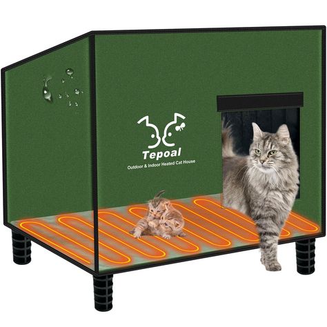 PRICES MAY VARY. 【A Must-Have for Outdoor Cats in Winter and Rainy Days】- - Our heavy-duty heated cat house provides ample protection for cats. It is soak-proof, weather-resistant, built with a durable metal structure and has heating function, so cats can stay comfortable no matter what the outdoor climate is like. Specialized waterproof materials protect stray and feral cats from the harsh weather. 【Extremely Insulated Aluminum Foil Cover Keeps Cats Warm】- - The aluminum foil cover outside the Cat House Outdoor Winter Cold Weather, Outdoor Cat Enclosure Winter, Barn Cat House, Cat House For Outside, Cat House Outdoor Winter, Cat House For Winter, Heated Outdoor Cat House, Heated Cat House, Outside Cat House