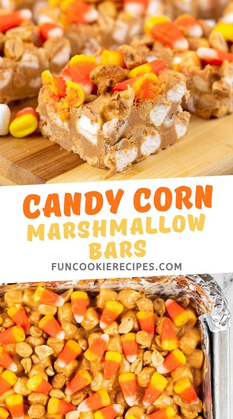 Candy Corn Bars Halloween Treats, Pumpkin Candy Corn Desserts, Candy Corn Casserole, Recipe With Candy Corn, Candy Corn Brownies, Desserts With Candy Corn, Souper Halloween, Candy Corn Bars, Candy Corn Popcorn