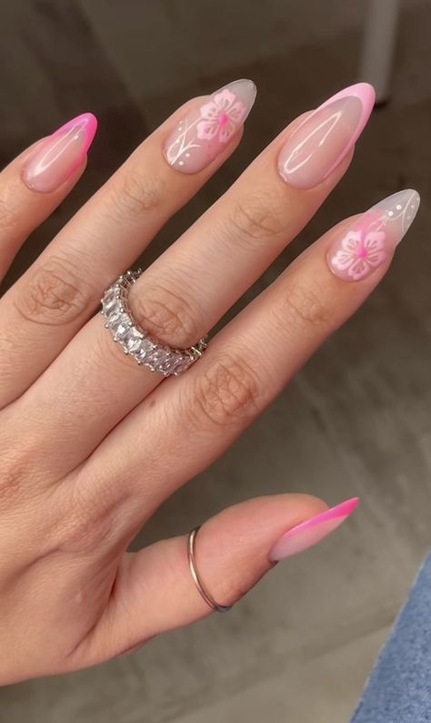 Hawaii Nails, Summery Nails, Girly Acrylic Nails, Classy Acrylic Nails, Soft Nails, Acrylic Nails Coffin Short, Pink Acrylic Nails, Minimalist Nails, Short Acrylic Nails