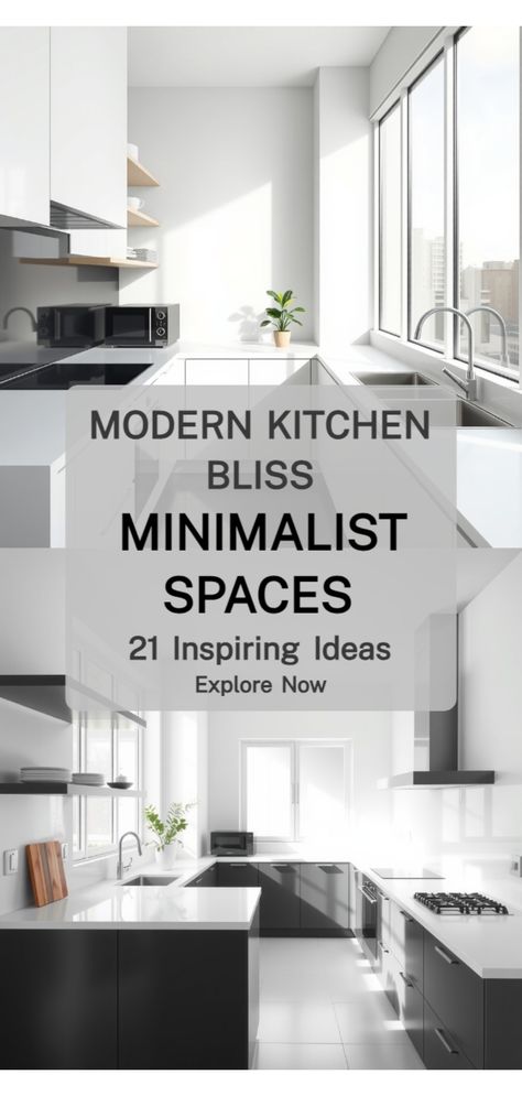 Minimalist kitchen Modern Minimalist Kitchen Ideas, Modern Kitchens Minimalist, Kitchen With 2 Islands, Minimalist White Kitchen, Simple Modern Kitchen, Cabinets And Open Shelving, Minimalist Kitchen Ideas, Micro Kitchen, Handleless Cabinets