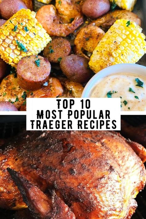 Top 10 Most Popular Traeger Recipes give you free access to my most popular, tried and true recipes for the Traeger pellet grill/ smoker! Traeger Casserole Recipes, Traeger Healthy Recipes, Traeger Ranger Recipes, Smoked Pastrami Recipe, Smoker Meals, Pastrami Recipe, Smoked Chicken Recipes, Traeger Grill Recipes, Smoked Pork Shoulder