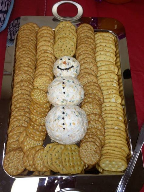 Christmas Themed Food, Snowman Cheese Ball, Baby Shower Party Food, Soccer Christmas, Shower Foods, Sunshine Committee, Chanel Birthday, Snowman Party, January Baby