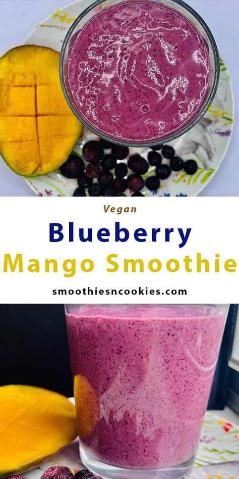 Blueberry Mango Smoothie Smoothie No Yogurt, Blueberry Mango Smoothie, Blueberry Mango, Mango Smoothie Recipe, Smoothie Without Yogurt, Coconut Cream Recipes, Smoothie Popsicles, Blueberry Smoothie Recipe, Fat Loss Smoothies