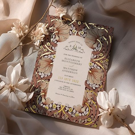 Interaction Of Color, William Morris Pimpernel, Elegance Wedding, Through The Decades, Traditional Wedding Invitations, Foil Wedding Invitations, Color Wedding, Foil Invitations, Vintage Wedding Invitations