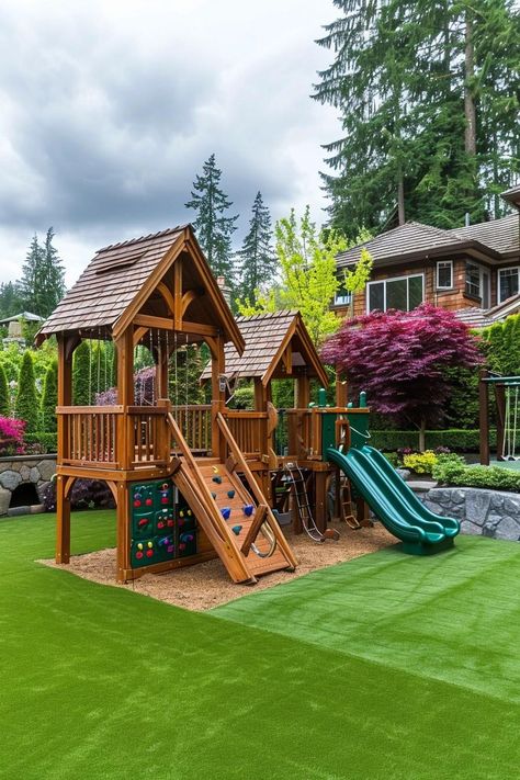 Kid-Friendly Backyard Ideas for Endless Outdoor Fun Playscape Landscaping, Kids Backyard Ideas, Lanai Design, Backyard Play Spaces, Kid Friendly Backyard, Urban Courtyards, Small Urban Garden, Kids Backyard, Yard Area