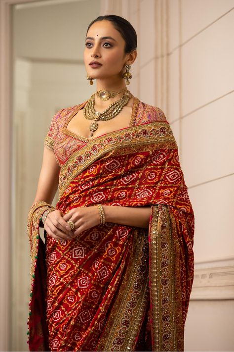 Buy Tarun Tahiliani Red Handloom Gharchola Saree Set Online | Aza Fashions Red Gharchola Saree, Gharchola Saree, Saree Wearing Styles, Simple Saree Designs, Floral Saree, Fashionable Saree Blouse Designs, Fancy Sarees Party Wear, Indian Fashion Saree, Bridal Dress Fashion