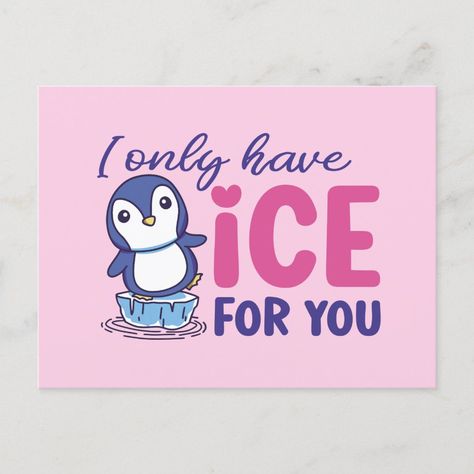 Penguin Puns, Puns Cute, Valentines Day Puns, Jokes And Puns, Kawaii Valentine, Love Humor, Valentines Day Greetings, Cute Penguin, Valentine Card