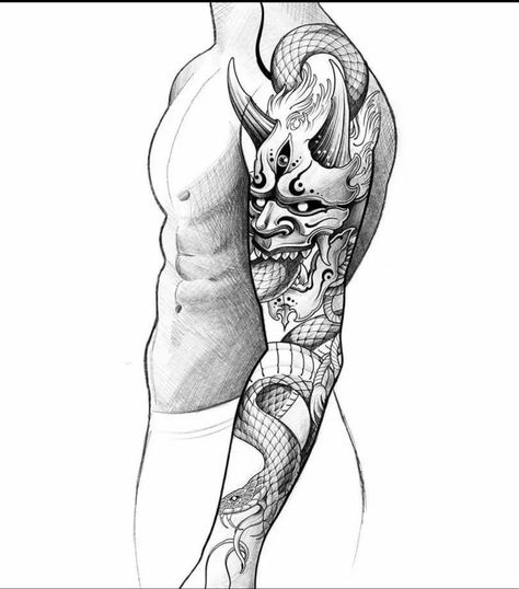 Arm With Tattoos, Sleeve Designs Tattoo, Tattoo Design Minimalist, Blackwork Tattoo Design, Samurai Tattoo Sleeve, Tattoo On Arm, Tattoo Design Tattoo, Wolf Tattoo Sleeve, Samurai Tattoo Design