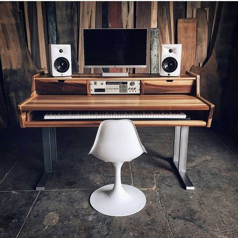 Home Studio Desk Music, Studio Desk Music, Music Studio Desk, Piano Stand, Home Studio Desk, Music Desk, Home Studio Ideas, Home Music Rooms, Music Recording Studio