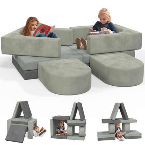 PRICES MAY VARY. 【Super Cosy & Cute】:Give your child a space to relax in absolute comfort! Wanmwill multifunctional modular sofa with soft foam padding and comfortable armrests, skin-friendly material plus cute shape is a perfect helper for your child to play, read, rest and entertain! 【Modular Design】：Your child deserves the best children's sofa! Unleash your child's creativity with the multifunctional modular children's play sofa. It is made up of 1 U-shaped cushion, 1 foldable cushion and 1 s Baby Play Area, Fold Out Sofa, Play Sofa, Baby Play Areas, Baby Sofa, Portable Mattress, Play Couch, Modular Couch, Kids Sofa