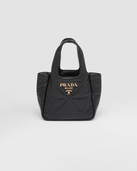 Prada Tote Bag, Micro Bag, Bag Prada, Corn Husk, Nylon Tote Bags, Nylon Tote, Triangle Logo, Black Tote, Magnetic Clasp