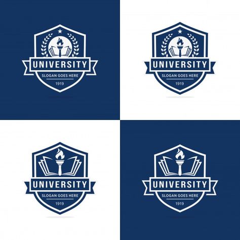 Set of university logo template | Premium Vector #Freepik #vector #logo #banner #business #school University Logo Design, Learn Computer Science, Academy Logo, Learning Logo, School Badges, Logo Design Inspiration Creative, Silhouette People, Crest Logo, University Logo