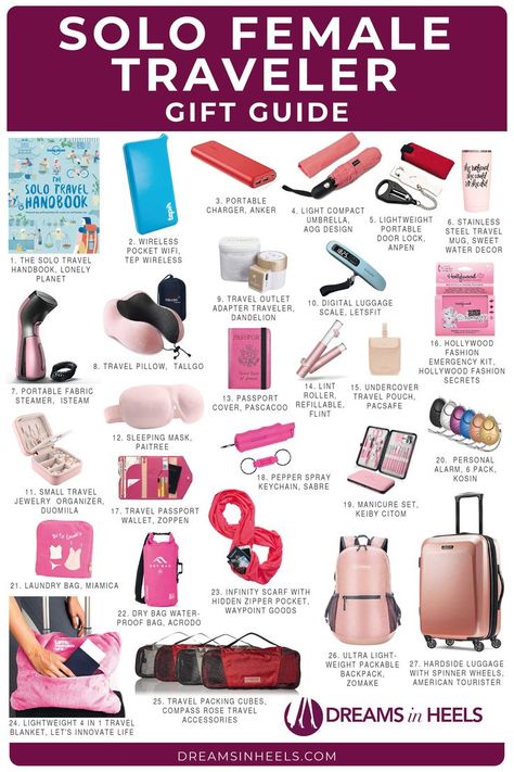 Here I am sharing my top picks for unique travel gifts for women traveling solo + female solo essentials that make great gifts for someone traveling abroad Unique Travel Gifts, Women Traveling, Travel Bag Essentials, Traveling Abroad, Travel Must Haves, Unique Travel, Travel Essentials For Women, Bag Essentials, Road Trip Essentials