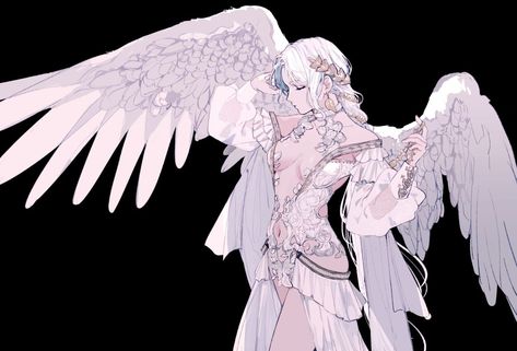 Angel Goddess, Art Manga, 캐릭터 드로잉, 판타지 아트, 영감을 주는 캐릭터, An Angel, An Anime, White Hair, Art Reference Photos