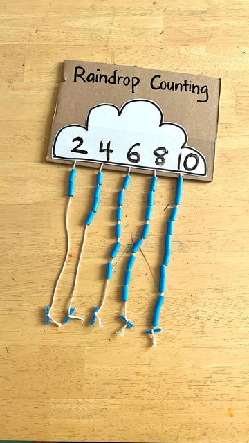 Fynn Sor | Happy Tot Shelf on Instagram: "Save your used straws for this Thread the Raindrops activity! 🌧️ TIP 1: Make sure the pipe cleaners are longer than the straw raindrops. TIP 2: Paste packing tape over the cloud to make an erasable board. Write the numbers with whiteboard marker and erase them with a duster or wet wipes. 👉🏻 Recommended for 3 to 6 years old 👉🏻 For 3 to 4yo, use numbers from 1 to 12. 👉🏻 for 5 to 6yo, roll two dice. Add the numbers up and write the number above one o Weather Themed Math Activities, Cloud Activities For Preschool, Number 6 Crafts For Preschoolers, Counting Activities For Preschoolers, Stem Preschool, Summer Preschool Themes, Weather For Kids, Cloud Activities, Spring Preschool Activities