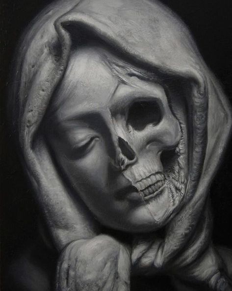 Skull Girl Tattoo, Skull Reference, Kunst Tattoos, Art Noir, Chicano Art, Grey Tattoo, A Level Art, Ap Art, Skull Art