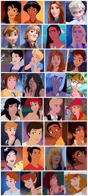 Gender bender Disney   http://www.clipd.com/movies/30409/35-of-your-favorite-disney-characters-reimagined-as-the-opposite-gender?utm_source=fbk&utm_campaign=mob-30409-fa-i-15090916&utm_medium=referral&pid=null#page=35 Gender Bent Disney Princess, Gender Bent Disney Couples, Gender Bend Disney, Genderbend Disney, Genderbent Disney, Disney Reimagined, Disney Characters Genderbend, Disney Genderbend, Disney Gender Swap