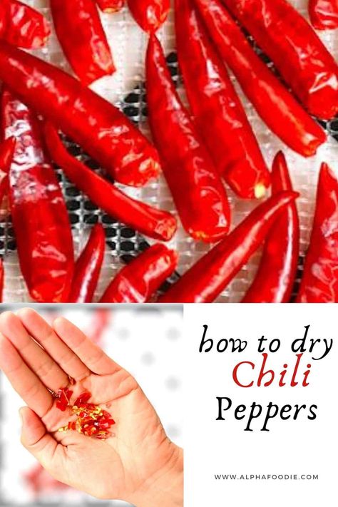 How to Make Chili Flakes at home either using an oven or food dehydrator. This simple DIY is a great way to use up extra chilies and pack some heat and flavor into all sorts of dishes! Butternut Squash Pizza, Thai Peppers, Flake Recipes, Thai Chili Pepper, Food Dehydration, How To Make Chili, Dried Chili Peppers, Produce Recipes, Easy Potato Salad