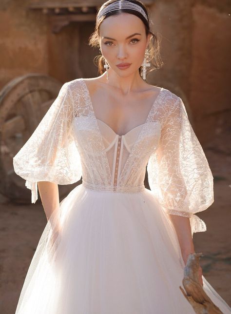 boho long bride bridal lace tulle wedding dress off white beach summer sleeves sexy adjustable bohemian brilliant deep v light open train Wedding Dress Off White, Lace Tulle Wedding Dress, Wedding Dresses 2014, White Beach, Tulle Wedding, Plus Size Wedding, Short Wedding Dress, Tulle Wedding Dress, Ball Gowns Wedding