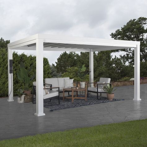 Pergola Metal, Sail Shade, White Pergola, Steel Pergola, Outdoor Structure, Modern Pergola, Metal Pergola, Backyard Pergola, Shade Canopy