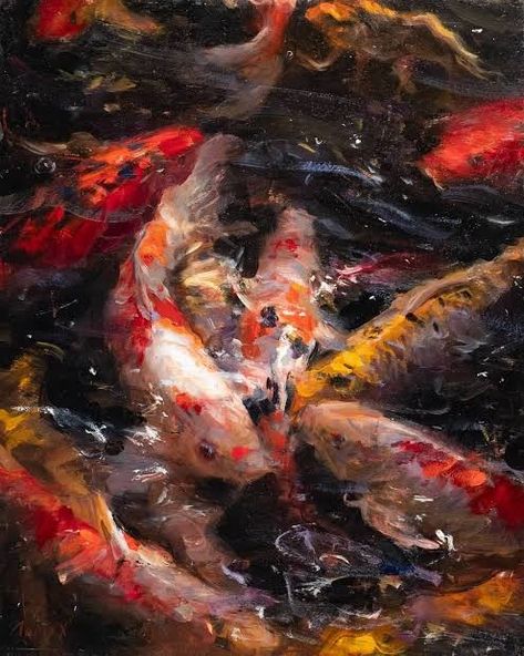 Fish Tank Themes, Koi Painting, Koi Art, Carpe Koi, Fish Painting, Ethereal Art, Fish Art, Koi Fish, Surreal Art