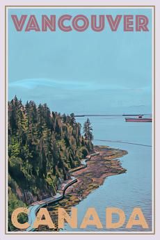 Seawall Vancouver, Vancouver Poster, Posters Canada, Vintage Poster Design, Good Memories, Retro Travel Poster, Vintage Travel Poster, Picture Collage Wall, Photo Wall Collage