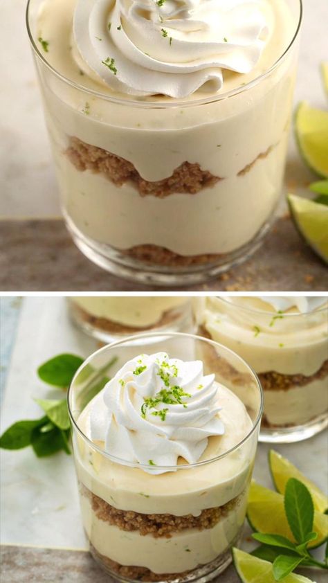 Lime Dessert Recipes, Lime Dessert, Key Lime Recipes, Dessert Cups Recipes, Mason Jar Desserts, Dessert Mini, Cheesecake Parfaits, Lime Desserts, Key Lime Cheesecake