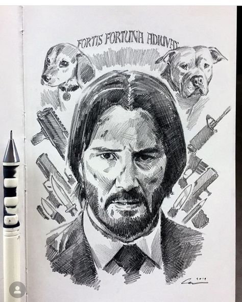 1,616 Likes, 11 Comments - Fanart Sharing page 22k (@fanart_sharing_) on Instagram: “Artist @c4nbaran  Follow @db_art83 @fanart_sharing_  John Wick posts today and tomorrow  Follow…” John Wick Drawing Sketch, John Wick Drawing, John Wick Tattoo, Chicano Tattoos Sleeve, Summer Drawings, Tattoos Sleeve, Caricature Sketch, Chicano Tattoos, Movie Artwork