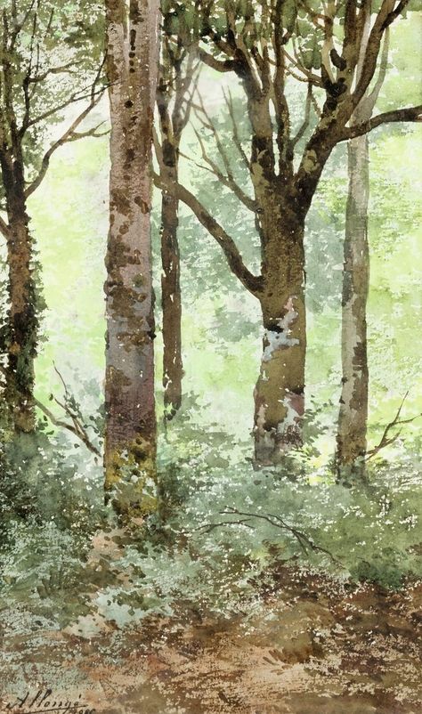 Watercolor Tree, Tree Trunks, Watercolor Trees, Tree Bark, Landscape Trees, Watercolor Landscape, Watercolor Painting, Landscape Paintings, Trunk