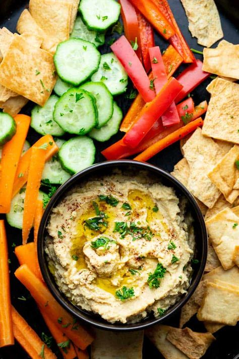 Roasted Garlic Hummus Recipe, Garlic Hummus Recipe, Processor Recipes, Easy Hummus Recipe, Sweet Potato Hummus, Roasted Garlic Hummus, Hummus Recipe Homemade, Homemade Tahini, Garlic Hummus