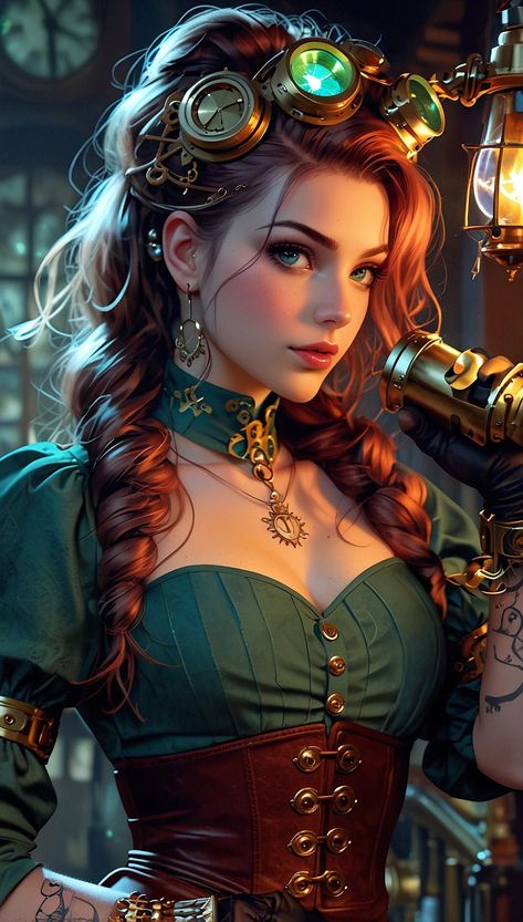 Steam Punk Hairstyles, Steampunk Makeup And Hair, Steampunk Makeup, Steampunk Mechanic, Steampunk Hairstyles, Steampunk Items, Mode Steampunk, Steampunk Pirate, Prom Hairstyle