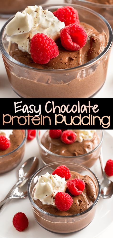 How to make chocolate protein pudding (5 ingredients) Chocolate Protein Pudding, Healthy Chocolate Pudding, Processor Recipes, Chocolate Covered Katie, Finding Strength, High Protein Desserts, Sugar Free Pudding, Dairy Free Chocolate Chips, Protein Pudding