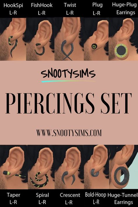 Sims 4 Men Piercings, Sims 4 Cc Gauge Earrings, Gauges Sims 4 Cc, Male Tattoos Sims 4 Cc, Sims 4 Cc Piercings, Piercings And Tattoos, The Sims 4 Pack, Piercings Lip, Snake Bite Piercing