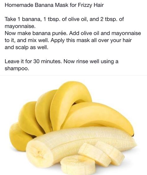 OR use bananas with egg/yolk for instant remedy of dry, frizzy hair Banana Mask, Banana Hair Mask, Homemade Hair Treatments, Dry Frizzy Hair, Strep Throat, Face Mask Recipe, Beauty Tips For Glowing Skin, Homemade Hair Products, Hair Remedies