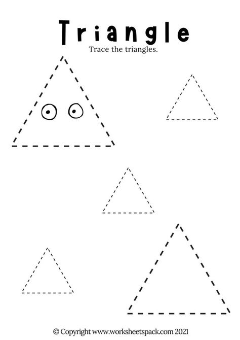 FREE triangle tracing worksheets printable - Printable and Online Worksheets Pack Triangle Tracing Free Printable, Triangle Worksheet Preschool, Triangle Preschool Activities, Triangle Tracing, Types Of Triangles, Prewriting Worksheets, Triangle Worksheet, Printable Shapes, Toddler Worksheets