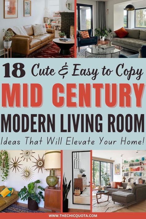 Mid Century Modern Living Room: 18 Ideas For A Beautiful New Take on a Classic - The Chic Quota Mid Century Wall Art Living Room, Mid Century Country House, How To Add Color To Living Room, Mcm Decorating Ideas, Mcm Living Room Ideas, 70s Interior Design Mid Century Modern, 1970s Aesthetic Home, Small Mid Century Modern Living Room, Mid Century Modern Decor Ideas