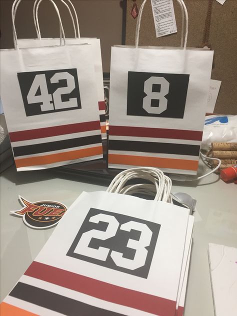 Jr Fuel tournament bags PW Red Hockey Gift Ideas, Hockey Snacks, Hockey Tournament Swag Bag Ideas, Hockey Tournament Gifts, Hockey Jamboree Ideas, Hockey Banquet Ideas, Hockey Goodie Bags, Hockey Tournament Ideas, Hockey Fundraiser